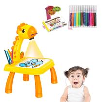 Lousa Mágica Mesinha Com Projetor Girafinha Divertida interativa colorir Infantil Livro desenhar - Amarela