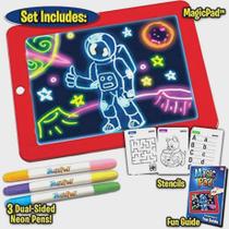 Lousa Magica Tablet Magic Led Canetinhas Coloridas Neon 3d