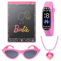 lousa magina tablet barbie LED + oculos + relogio + colar pulseira ajustavel presente prova dagua menina criança barbie