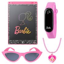Lousa magina tablet barbie LED + relogio + colar pulseira ajustavel rosa presente menina criança