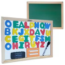 Lousa magnetica 3 em 1 40x30 alfabeto apagador caneta giz