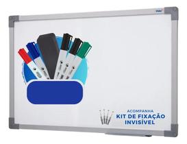 Lousa Quadro Branco 100x70 Soft Alumínio + 5 Caneta Apagador
