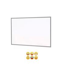 Lousa Quadro Branco Magnético 58x43 cm Moldura Aluminio Slim Luxo c/ 6 Imãs Emoji - Gv Office