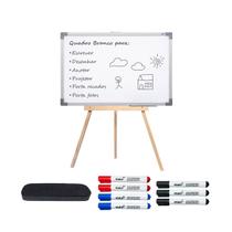 Lousa Quadro Branco Para Crianças Aprender e Desenhar 90x60 Com Tripé 100cm 7 Canetas Apagador