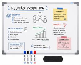 Lousa Quadro Branco UV Moderna Para Rotina Tarefas Recados 90x60cm Com 7 Canetas e Apagador Lousa Quadro Branco UV Moderna Para Rotina Tarefas Recados 90x60cm Com 7 Canetas e Apagador
