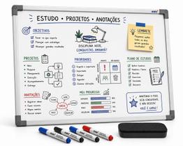 Lousa Quadro Branco UV Multiuso Para Anotações Metas Desenhos Quarto 90x60cm com Apagador 4 Canetas Lousa Quadro Branco UV Multiuso Para Anotações Metas Desenhos Quarto 90x60cm com Apagador 4 Canetas
