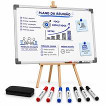 Lousa Quadro Branco UV Multiuso Para Apresentações Aulas Reuniões Notas 40x60 Com Tripé 1m 7 Canetas Apagador