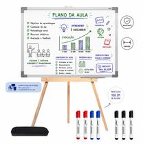 Lousa Quadro Branco UV Para Estudo Aula Online Revisão Reunião 40x60 Com Tripé 1m 7 Canetas Apagador