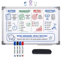 Lousa Quadro Branco UV Para Rotina Home Office Anotações 40x60cm com Apagador 4 Canetas