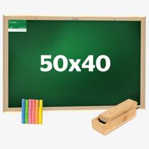 Lousa Quadro Escolar 50x40 com Apagador Porta Giz e 6 Giz Coloridos
