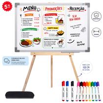 Lousa Quadro Para Menu Promoções Recepção Pedidos 90x60 Com Tripé 100cm 12 Canetas