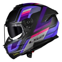 LS2 Capacete Stream II FF808 Vintage Matte Preto/Roxo/Cinza