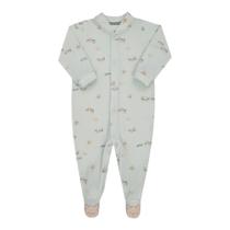 Lt18153 macacão de bebê longo em malha estampada com pé bordado tam rn ao m