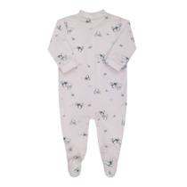 Lt18153 macacão de bebê longo em malha estampada com pé bordado tam rn ao m Lt18153 macacão de bebê longo em malha estampada com pé bordado tam rn ao m