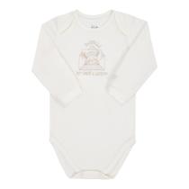 Lt18268 - body de bebê manga longa linha anunciação com frase bordada e gola expansível tam rn ao p