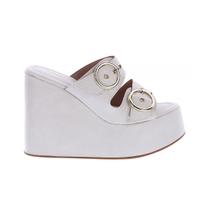 Luany - Tamanco Plataforma Off White com Fivelas Douradas Luany - Tamanco Plataforma Off White com Fivelas Douradas