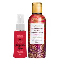Lubrificante À Base De Água Secret Sexy + Óleo Massagem Beijável Sensual Morango