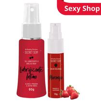 Lubrificante Íntimo A Base De Água Secret Sexy + Calda Bejável Secret Sexy Morango