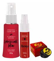 Lubrificante Íntimo A Base De Água Secret Sexy + Calda Bejável Secret Sexy Morango + Pomado Fogo do Dragão Original