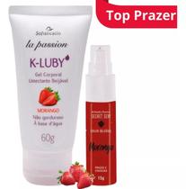 Lubrificante K-Luby Morango + Calda Bejável Secret Sexy Morango