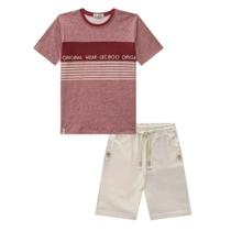 Luc Boo Conjunto Camiseta Malha e Bermuda Sarja Caribe Vermelho Luc Boo Conjunto Camiseta Malha e Bermuda Sarja Caribe Vermelho