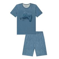 Luc Boo Pijama Camiseta e Bermuda Gamer Azul Luc Boo Pijama Camiseta e Bermuda Gamer Azul