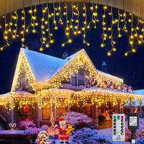 Luces de cadena de carámbanos navideños YiYLunneo 20 m 120 gotas luz blanca cálida Luces de cadena de carámbanos navideños YiYLunneo 20 m 120 gotas luz blanca cálida