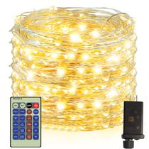 Luces de Cadena Decute 500 LED 50m Blanco Cálido Cable Plateado 110V