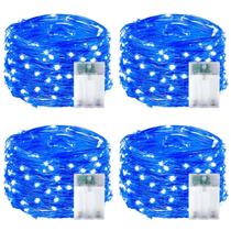Luces de hada EXF 50 LED a pilas, 16 m, impermeables, color azul