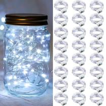 Luces de hadas con batería, 7 pies, 20 LED, impermeables, paquete de 24