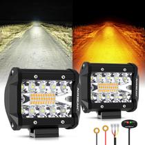 Luces LED Auxbeam de 4 Pulgadas 120W Estroboscópicas Ámbar y Blanca con 6 Modos Luces LED Auxbeam de 4 Pulgadas 120W Estroboscópicas Ámbar y Blanca con 6 Modos