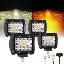 Luces LED Auxbeam Pod 240W 24000LM 6 Modos Ámbar Blanco x4