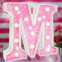 Luces LED de Letras Marquee con Purpurina Rosada - Alfabeto Luces LED de Letras Marquee con Purpurina Rosada - Alfabeto