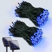 Luces solares en cadena EEW 2 paquetes, 200 LED azules impermeables