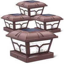 Luces solares para remates de postes SIEDiNLAR 8 LED 2 modos de color paquete de 4