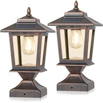Luces Solares para Tapas de Poste Derínome, Impermeables, Bronce, Paquete de 2