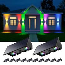 Luces Solares RGB Impermeables para Pared Exterior Roopure Paquete de 12 Luces Solares RGB Impermeables para Pared Exterior Roopure Paquete de 12