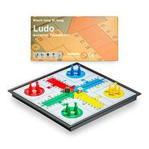 Ludo Magnetic Folding Travel Board Game Set - 9.75 Polegadas - Black long Di fang