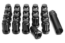 Lug Nuts Gaemi 1/2-20 Spline Black 35 mm de altura, pacote com 20 chaves