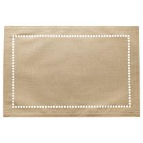Lugar Americano Bege de Poliester e Linho Natural para Mesa 45x30cm Lyor