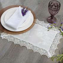 Lugar Americano Bordado Floral Orlando Branco 30x45cm Jolitex