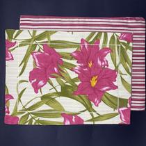 Lugar Americano Dupla Face Tecido Floral 43 X 32cm