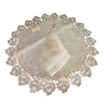 Lugar Americano Mais Guardanapo De Renda Guipir Bege.