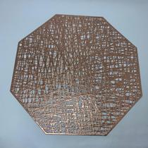 Lugar Americano Plástico Octagonal Rose Metalizado 38cm Lugar Americano Plástico Octagonal Rose Metalizado 38cm