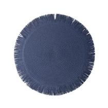 Lugar Americano Redondo com Franjas de Poliéster Azul Escuro 38cm Wolff