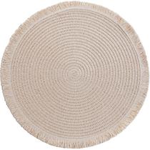 Lugar Americano Redondo Franja 38cm Palha Lugar Americano Redondo Franja 38cm Palha