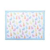 Lugar Americano Retangular 48x35 Azul Claro com Estampa de Coelhos para decoração de Mesa