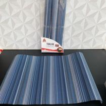 Lugar americano retangular com 4 peças azul para mesa posta de cozinha - kit toalha americana Lugar americano retangular com 4 peças azul para mesa posta de cozinha - kit toalha americana