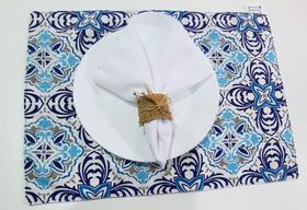 Lugar Americano Retangular Dupla Face Estampa AJ Azul 22