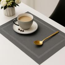 Lugar Americano Retangular Mesa PVC Preto Executivo 30x45cm Em Casa Tem